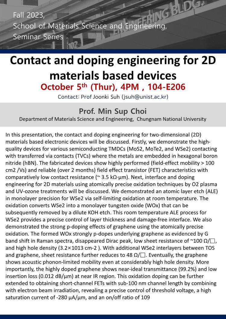 Contact and doping engineering for 2D materials based devices