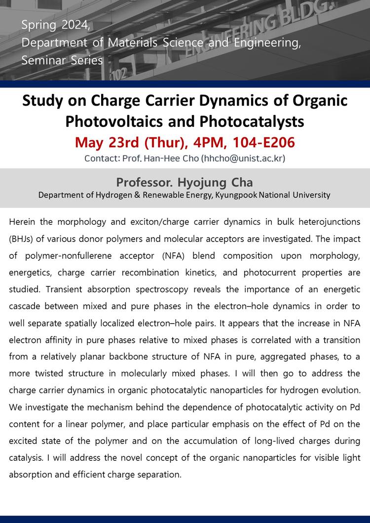 Study on Charge Carrier Dynamics of Organic Photovoltaics and Photocatalysts